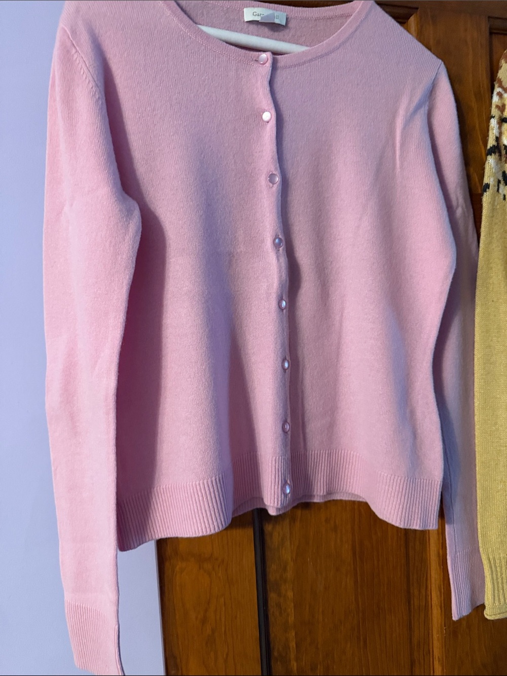 Garnet Hill Light Pink Button-Up Knit Cardigan